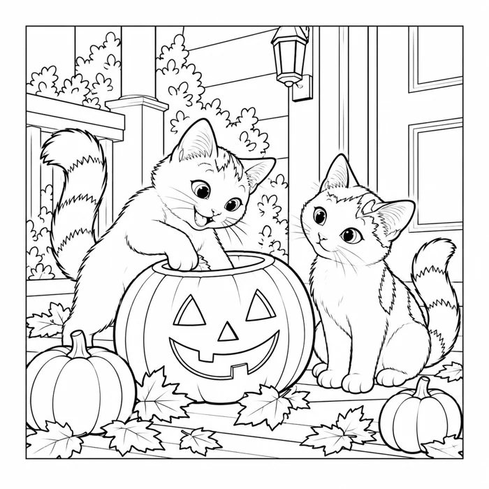 Printable Jaki and Molli pumpkin coloring page